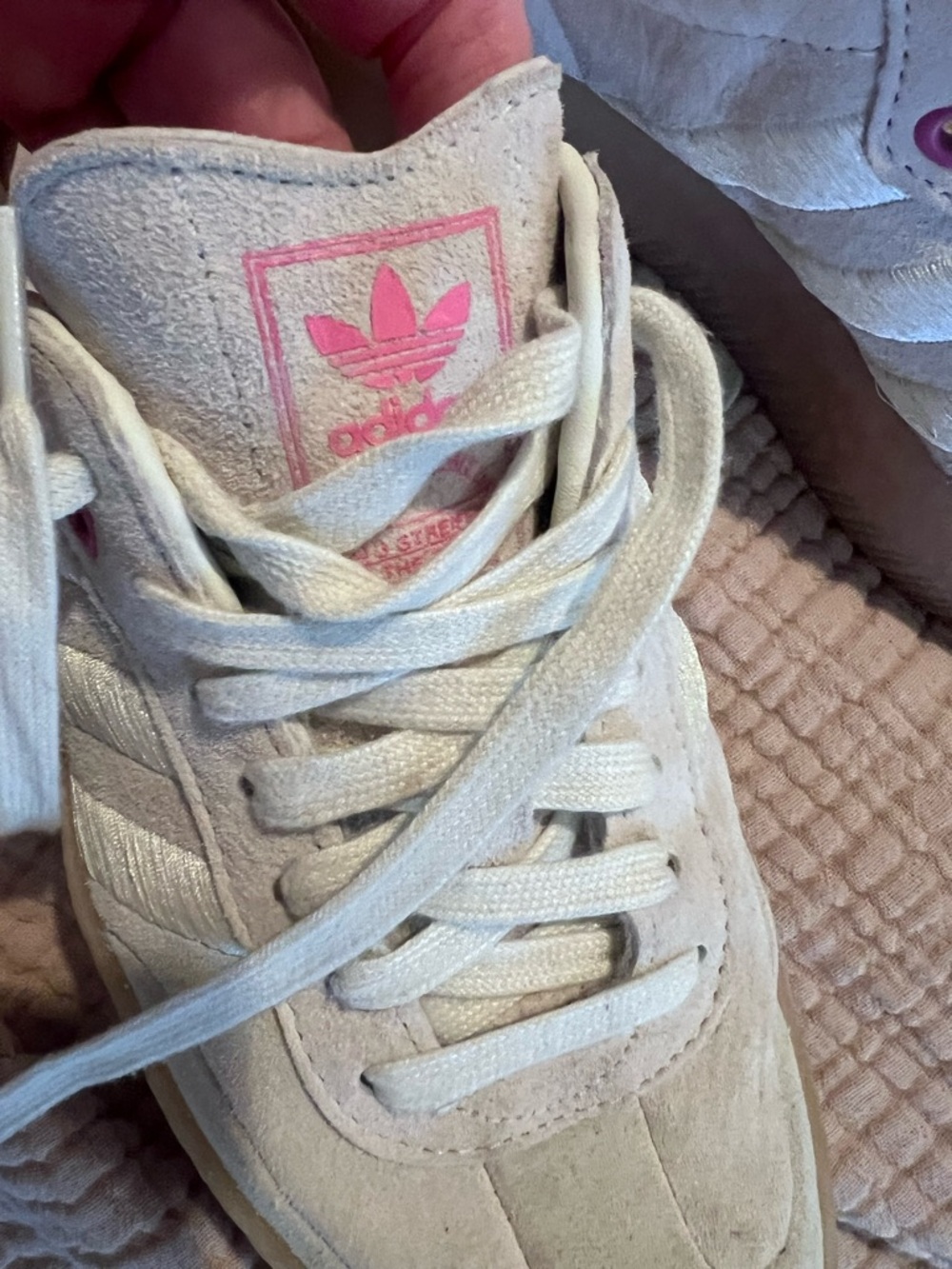 adidas Samba Suede Sneakers - Cream with Pink Accents - Picture 12 of 14